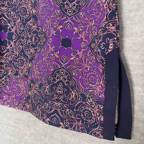 J. McLaughlin Catalina Cloth Tunic Top Women's Medium Purple Blue Floral V Neck - Picture 3 of 11
